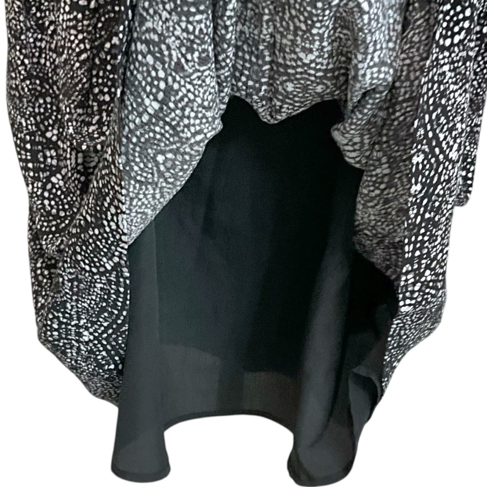 GARNET HILL Size 6 Black and White Print Long Sleeve Midi Dress Drop Waist - Picture 8 of 11